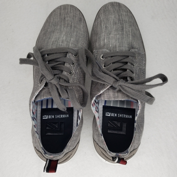 Ben Sherman Mens Gray Linen Look Lace Up Sneakers Sz 8 - Picture 5 of 10